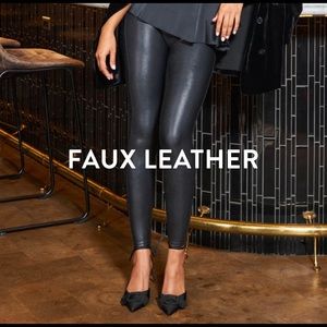 SPANX black faux leather leggings size XS